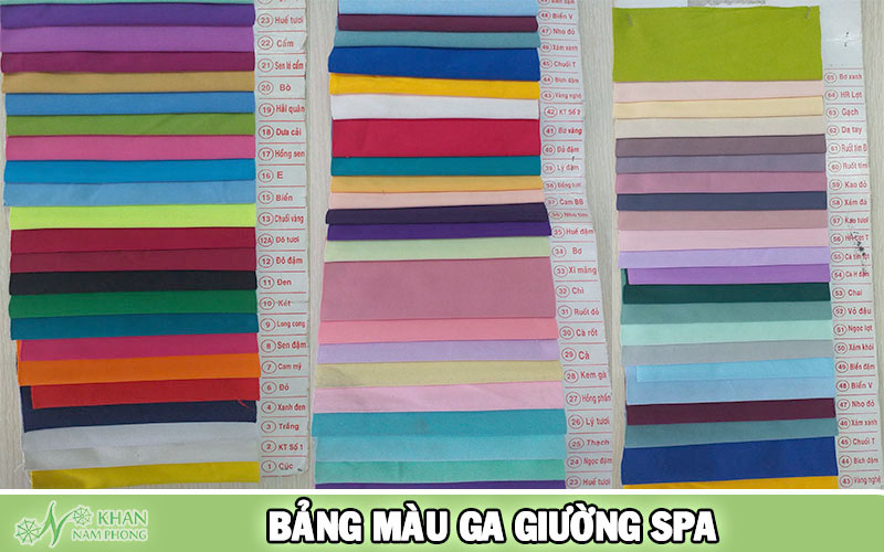 Bảng màu ga trải giường spa Bảng màu ga trải giường spa