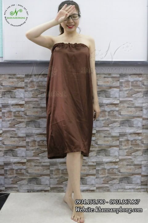 Dress pattern strapless Brown Chocolate (Microfiber) tie the bow in the middle