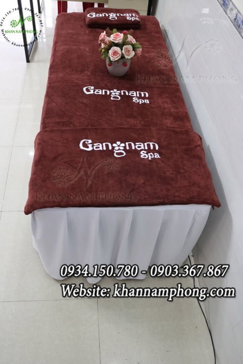 Bed linen Gangnam Spa - Brown Chocolate Embroidered Logo - (Microfiber)