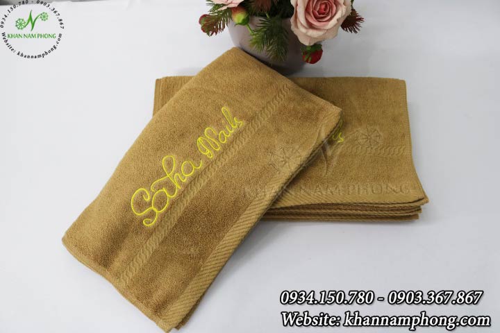 Mẫu khăn lau tay Saha Salon (Nâu Nhạt - Cotton)
