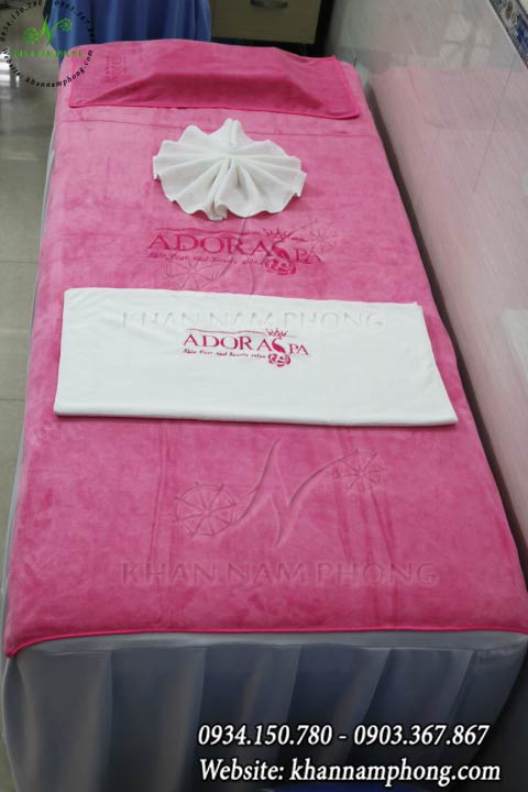 Mẫu khăn trải giường AdoraSpa - Hồng - (Microfiber)