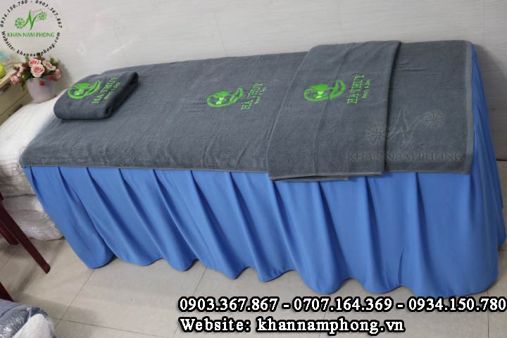 Mẫu khăn trải giường Hà Thúy Spa - Xám (Cotton)
