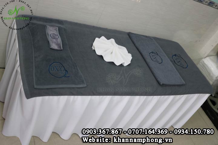 Mẫu khăn trải giường Oxy Spa - Xám (Cotton)