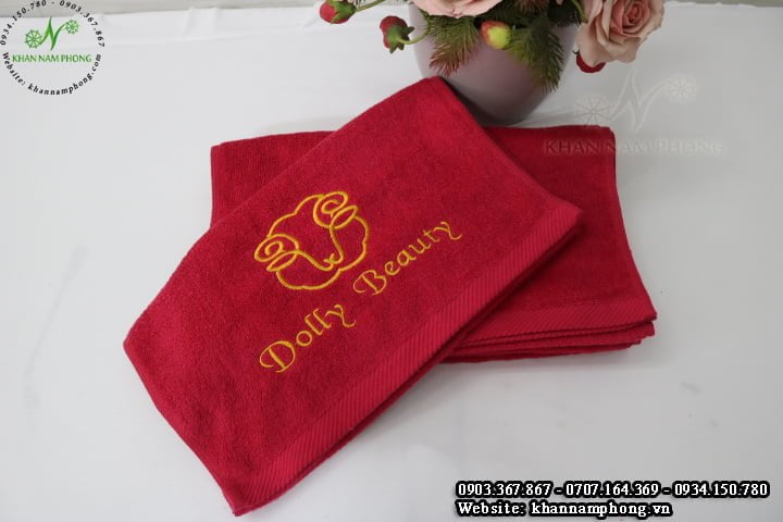 Mẫu khăn lau tay Dolly Beauty Nail (Đỏ – Cotton)
