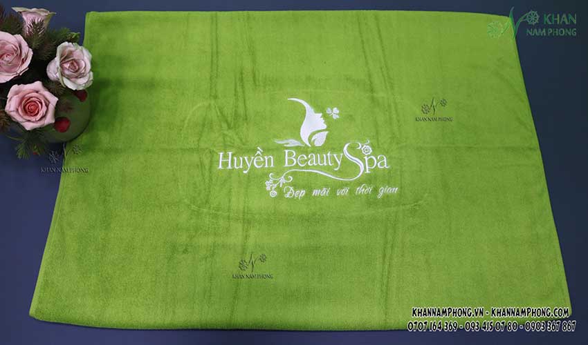 Mẫu khăn body Huyền Beauty Spa (Xanh cốm - Cotton)