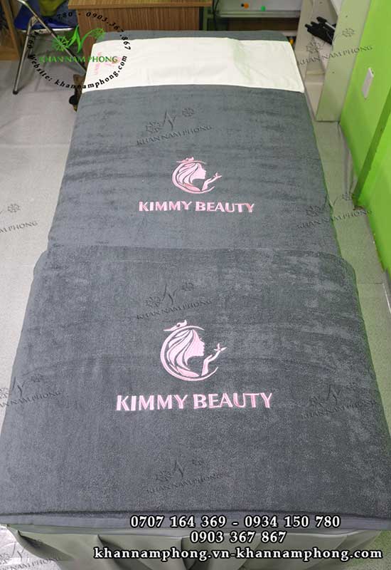 Mẫu khăn trải giường Kimmy Beauty (Xám&amp;Trắng- Cotton)
