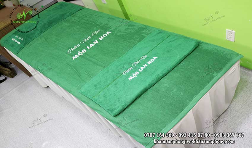 Mẫu khăn trải giường Mộc Lan Hoa (Xanh lá - Cotton)