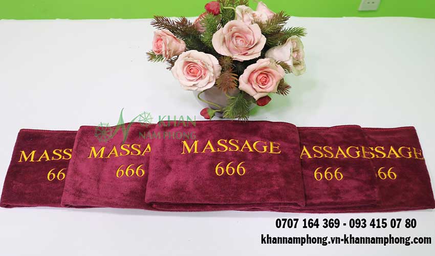 Mẫu khăn trải giường Massage 666 Spa (Đỏ Rượu - Microfiber)