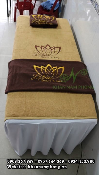 Mẫu khăn trải giường Lotus - Nâu Nhạt - Cotton