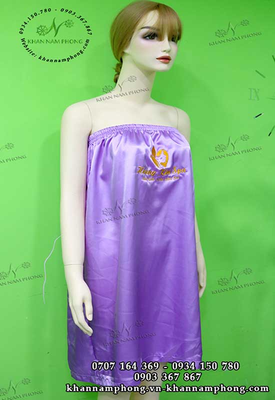Mẫu Váy quây Váy Quây Hoàng Kim Spa (Tím - Lụa)