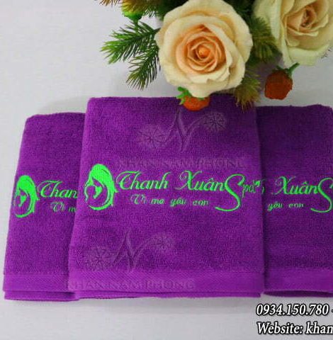 The Towel Body Spa Purple Cotton Embroidered Logo