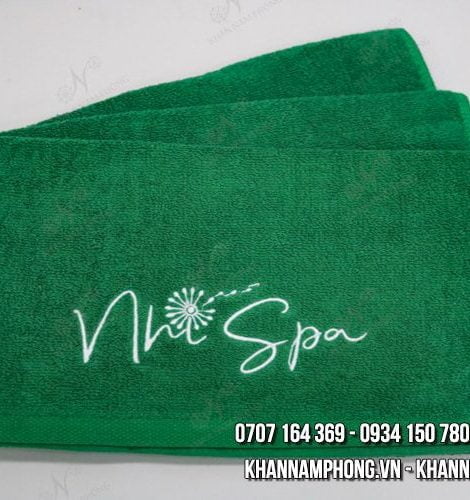KSP - Nhi Spa Cotton Thêu Logo (Màu Xanh Rêu và Trắng)