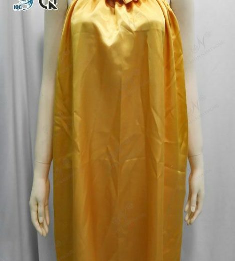 Váy Quây Spa Lụa Phi Bóng Màu Vàng