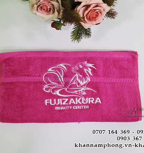 Towel Body Spa Pink Cotton Embroidered Logo