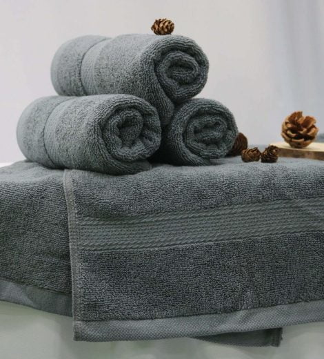 Face Towel Hotel Grey Cotton