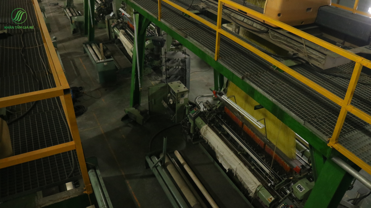 Modern machinery, a closed process and professional in a factory manufacturing cotton towel 